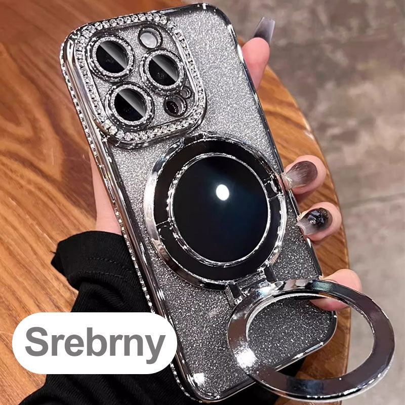 📱Funda brillante para iPhone con soporte de espejo magnético