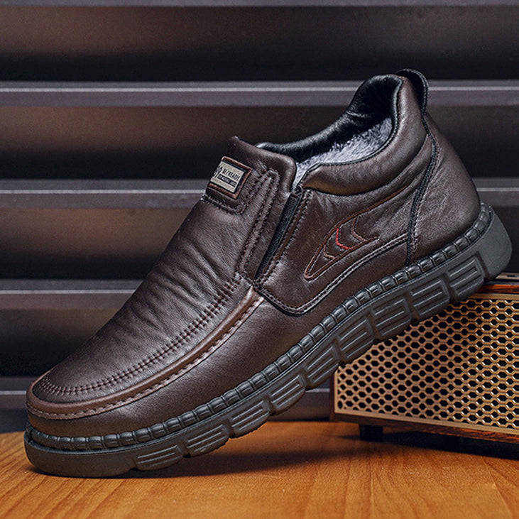 Chaussures En Cuir Décontractées Imperméables Et Chaudes D'hiver Pour Hommes