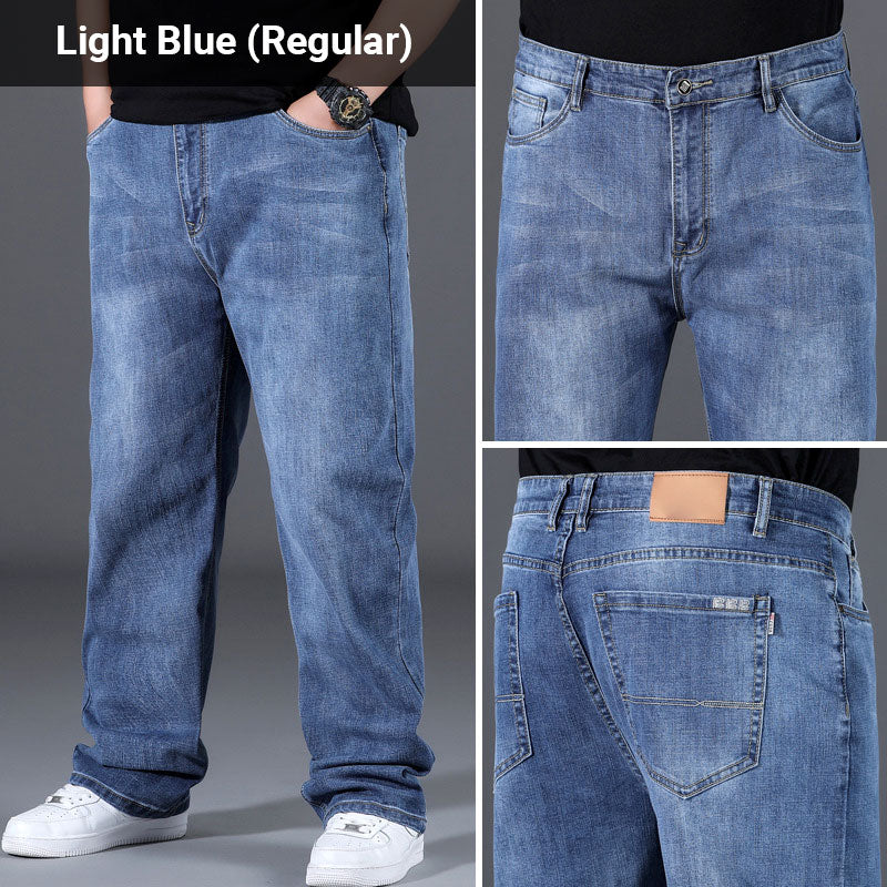Loose and stylish straight jeans with high elasticity