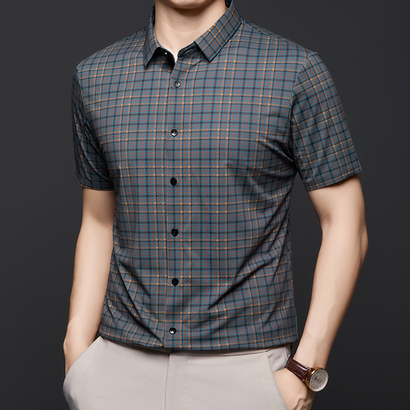 Chemise à carreaux décontractée à manches courtes pour hommes