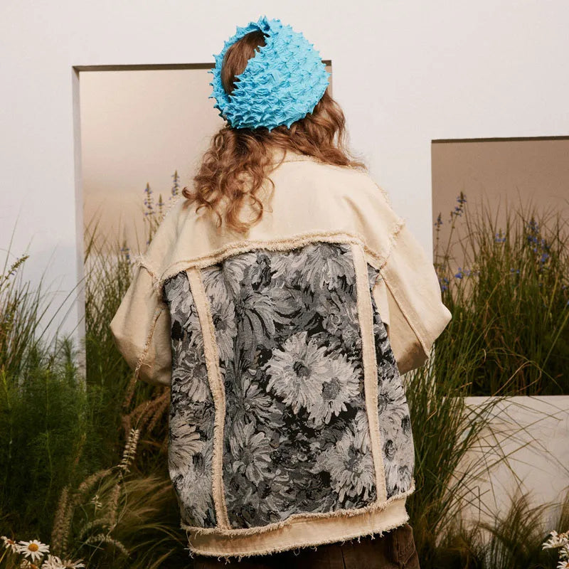 Veste en Jean à Motif Floral Hikari