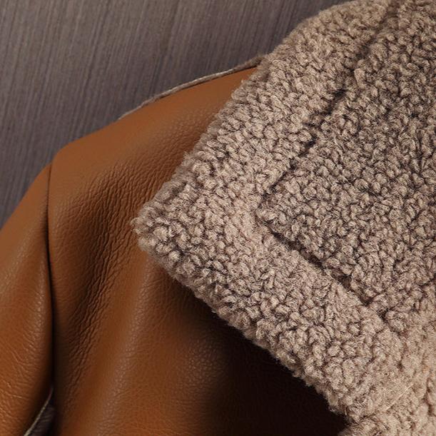 Veste en Cuir Doublée de Shearling Mojave