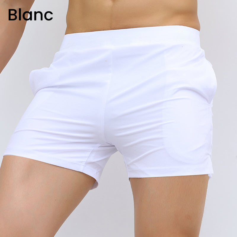 Pantalones cortos deportivos para hombres con cintura elástica con bolsillos (seda helada transpirable)
