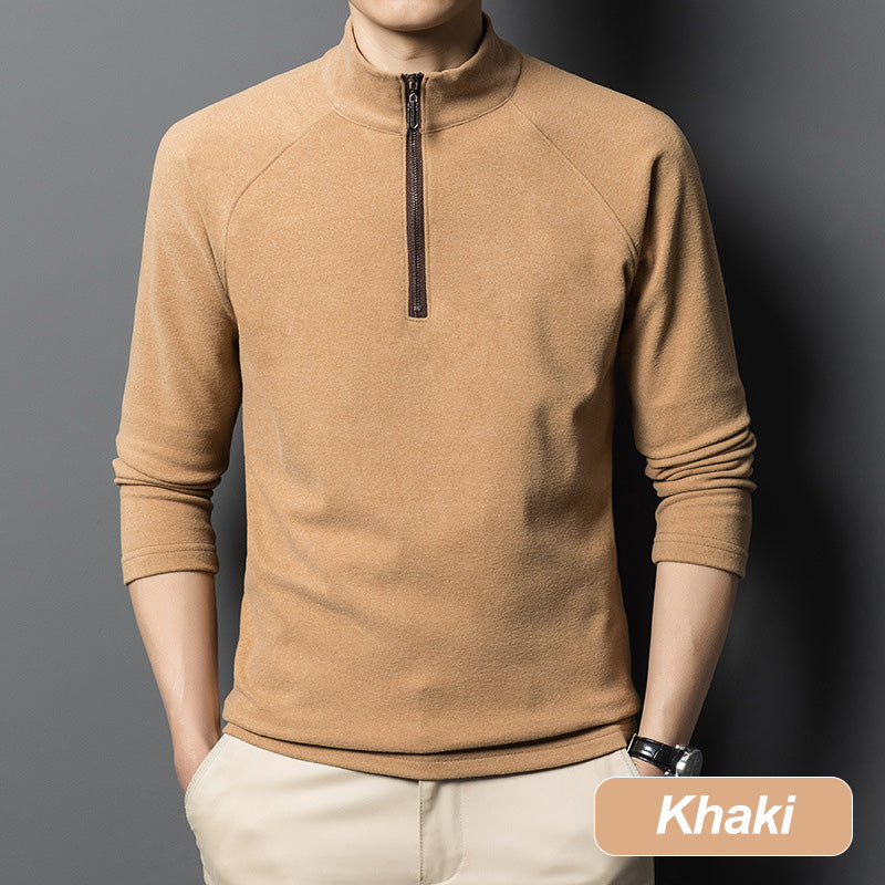 Sweat homme chaud à manches longues et quart de zip