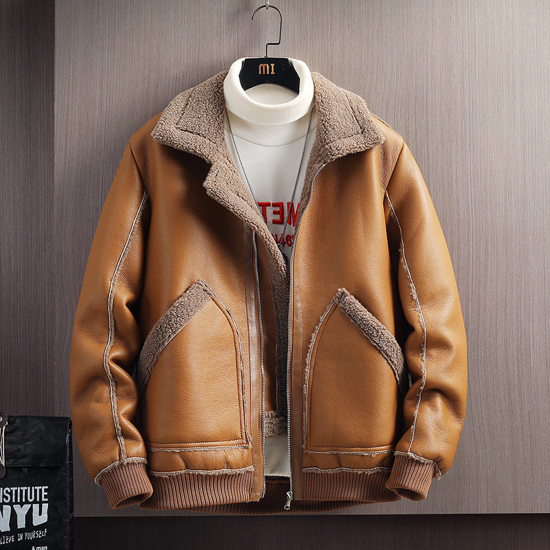 Veste en Cuir Doublée de Shearling Mojave