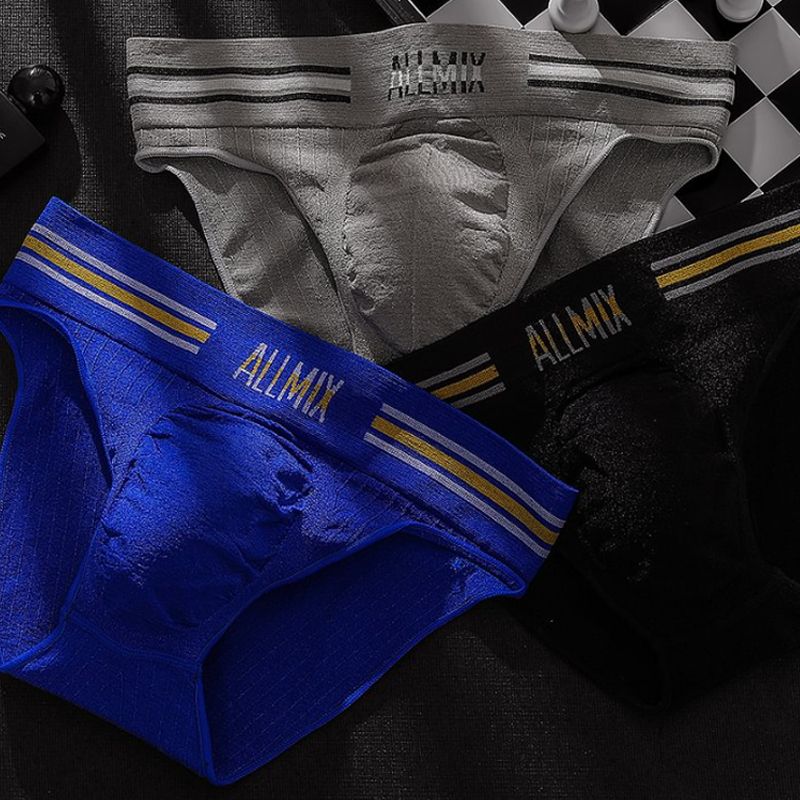 【Buy 3 Get 2 Free】Men's Sexy Seamless Colorful Striped Low Rise Letter Briefs