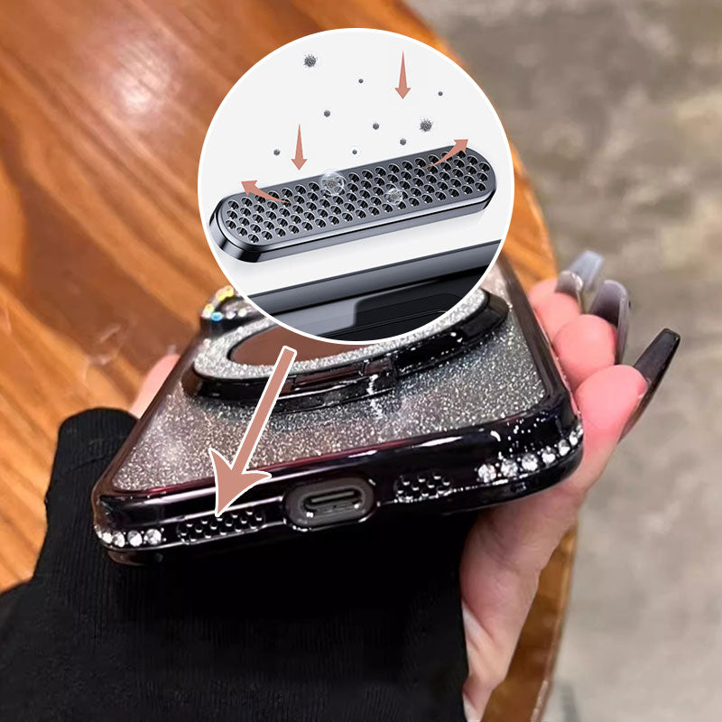 📱Funda brillante para iPhone con soporte de espejo magnético