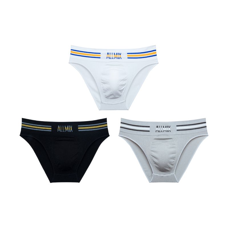 【Buy 3 Get 2 Free】Men's Sexy Seamless Colorful Striped Low Rise Letter Briefs