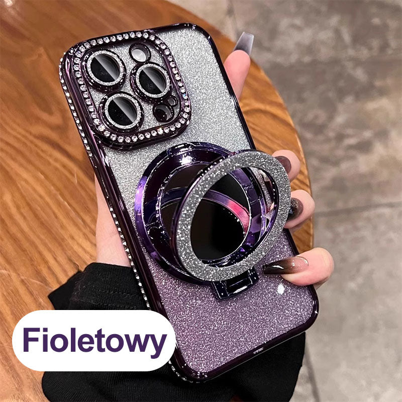 📱Funda brillante para iPhone con soporte de espejo magnético