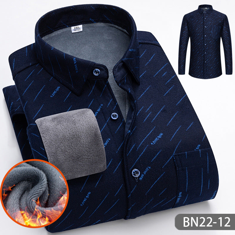 Chemise chaude épaisse en polaire décontractée pour homme automne-hiver