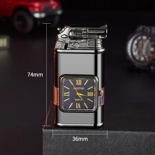 🔥Briquet coupe-vent gonflable rétro🔥Avec cadran à quartz (peut indiquer l'heure)