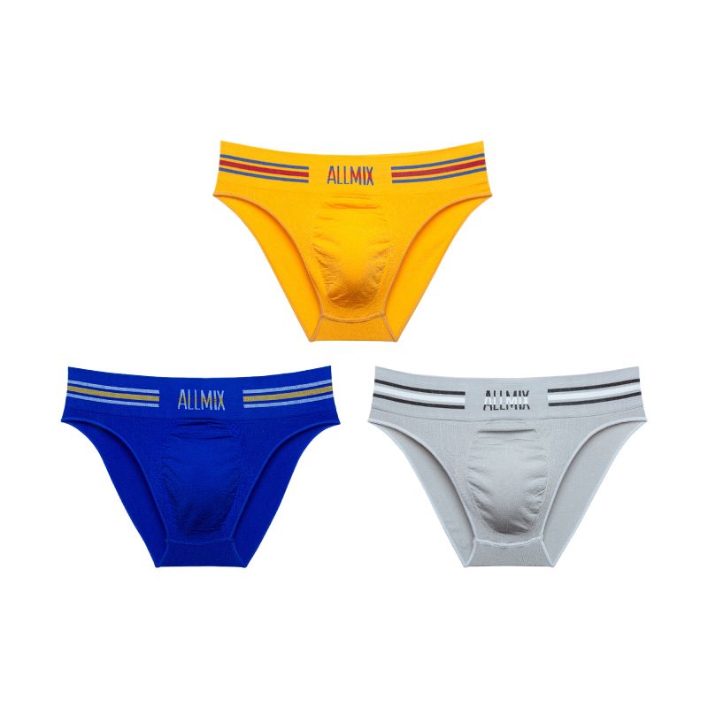 【Buy 3 Get 2 Free】Men's Sexy Seamless Colorful Striped Low Rise Letter Briefs