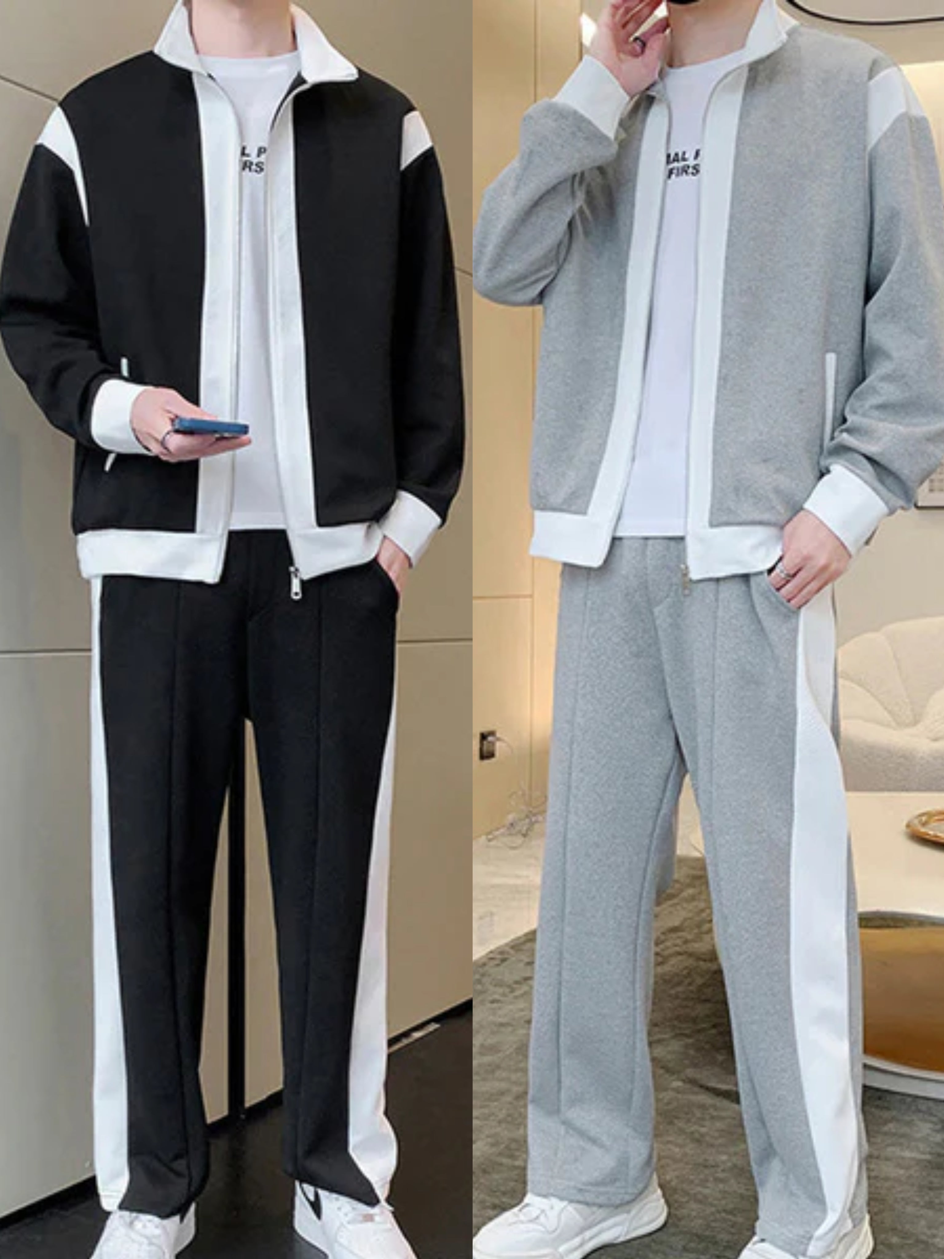 Ensemble décontracté 2 pièces contrastées Sport Jogging Survêtements (50% de réduction)🔥Livraison gratuite pour une durée limitée