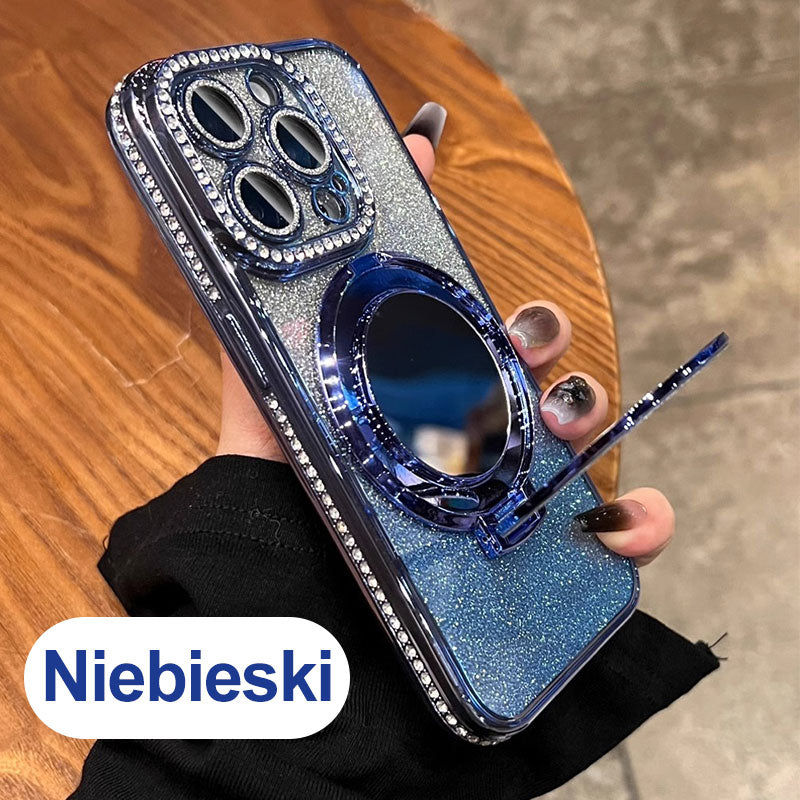 📱Funda brillante para iPhone con soporte de espejo magnético
