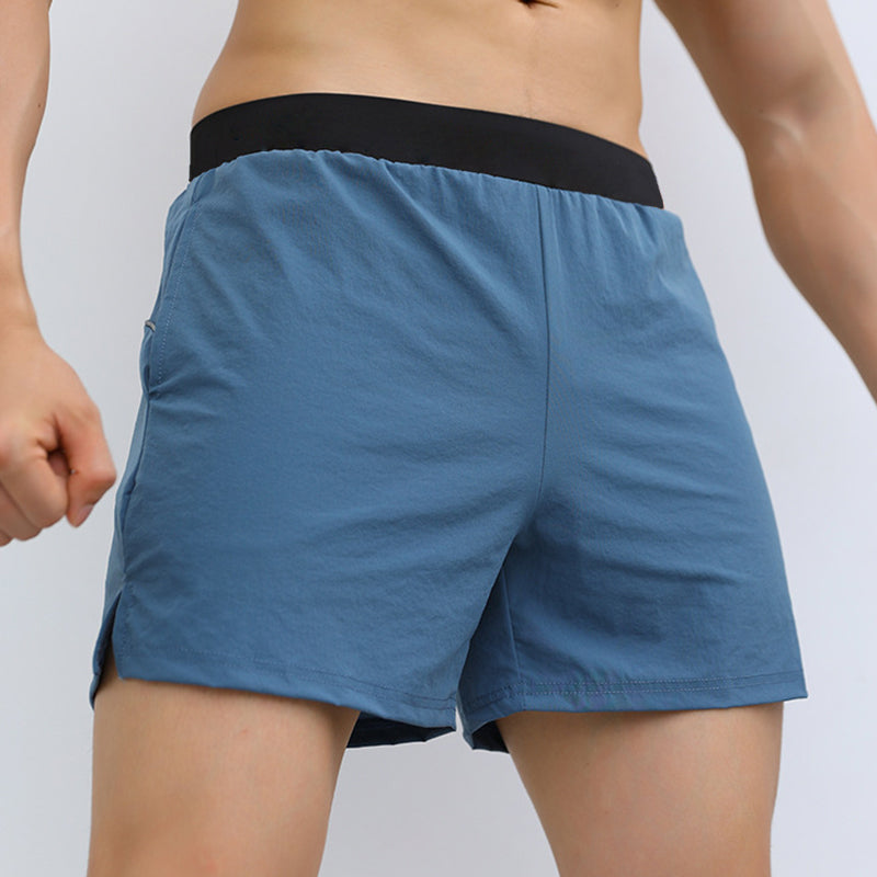Pantalones cortos deportivos para hombres con cintura elástica con bolsillos (seda helada transpirable)