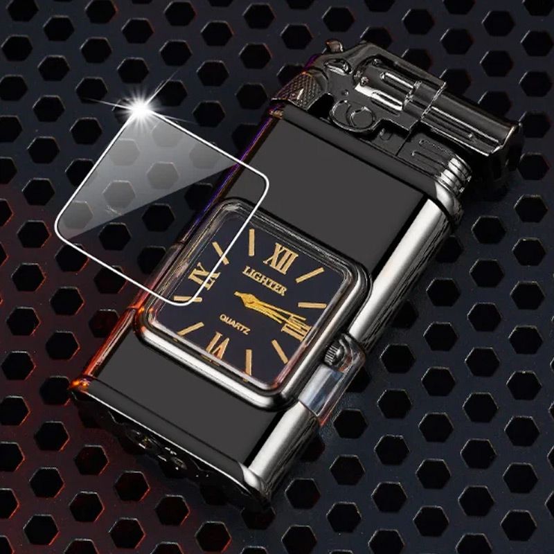 🔥Briquet coupe-vent gonflable rétro🔥Avec cadran à quartz (peut indiquer l'heure)