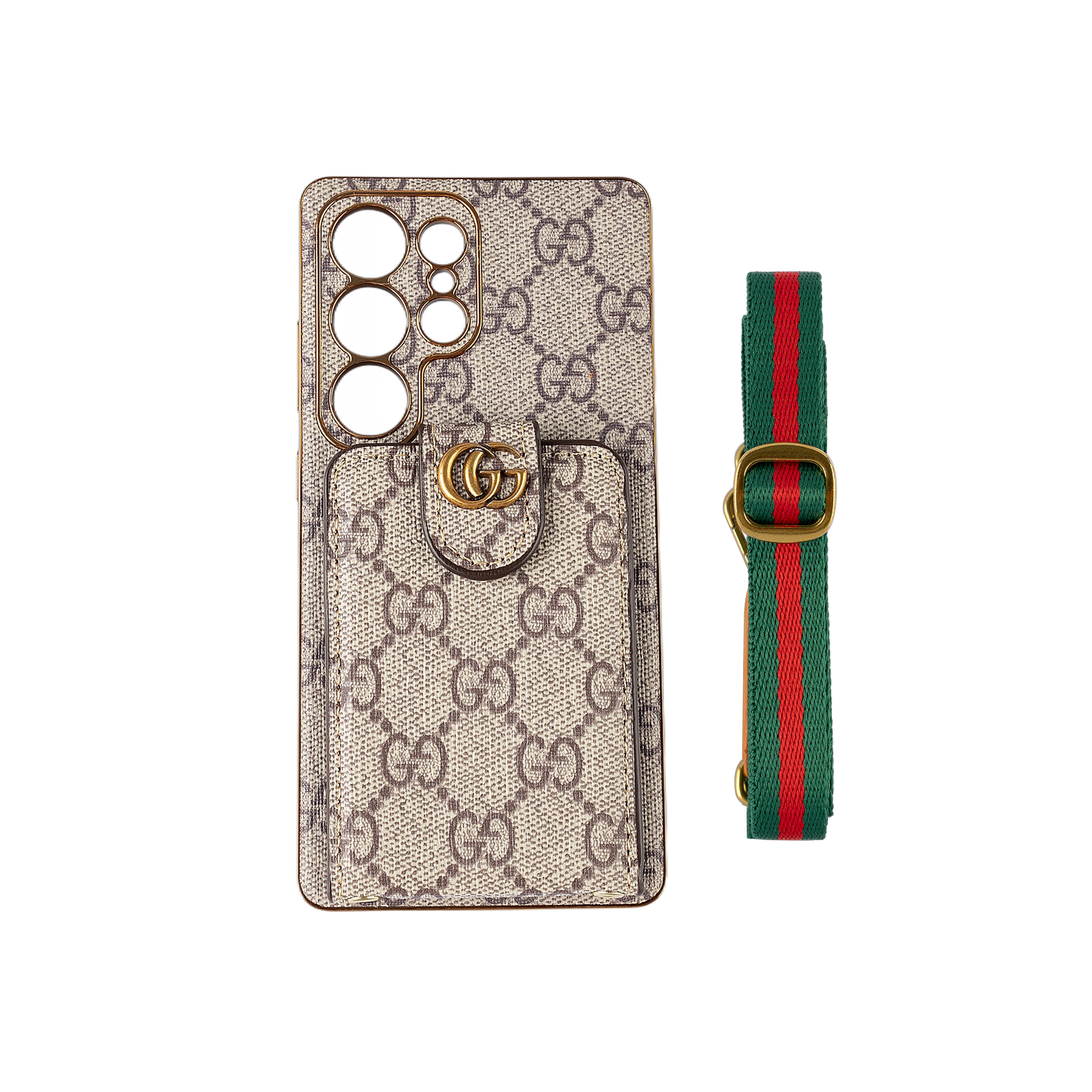 Funda de piel premium para Samsung con tarjetero y correa para el hombro