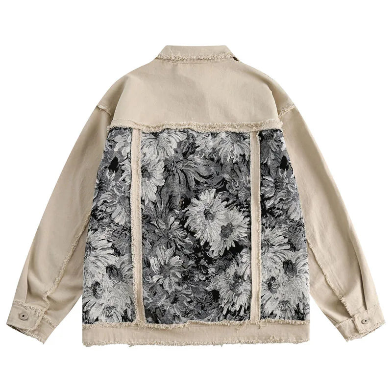 Veste en Jean à Motif Floral Hikari