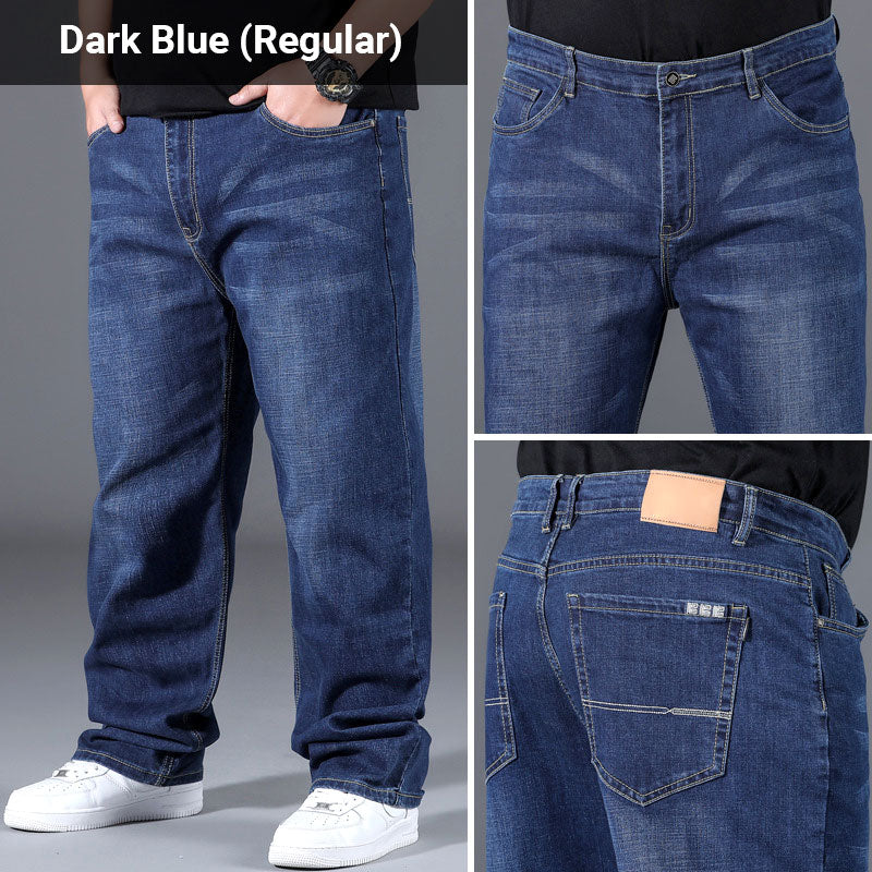 Loose and stylish straight jeans with high elasticity