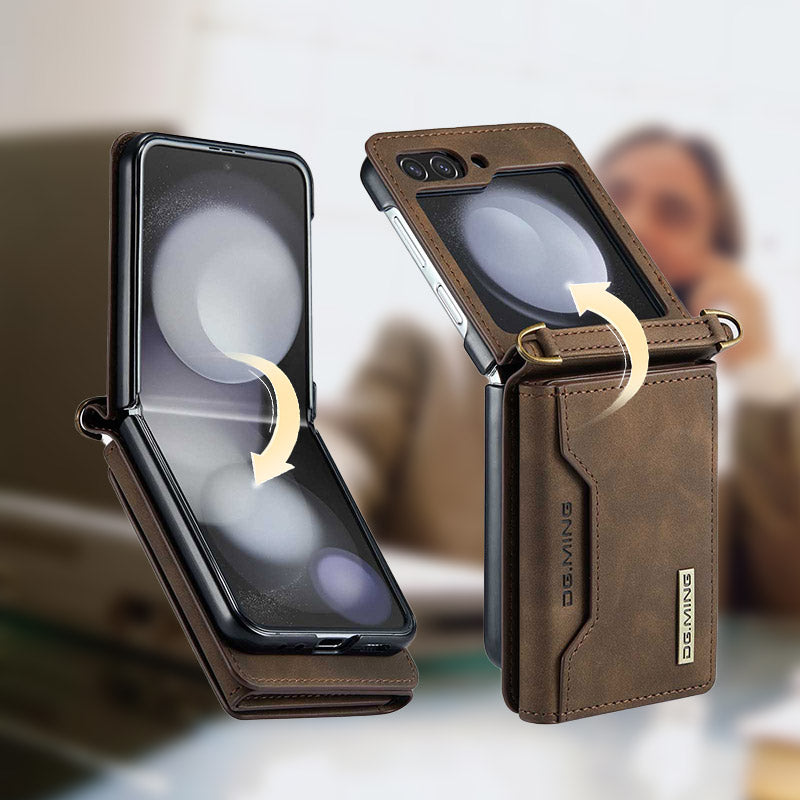 Caja de cartera plegable con hombro de hoja para teléfono