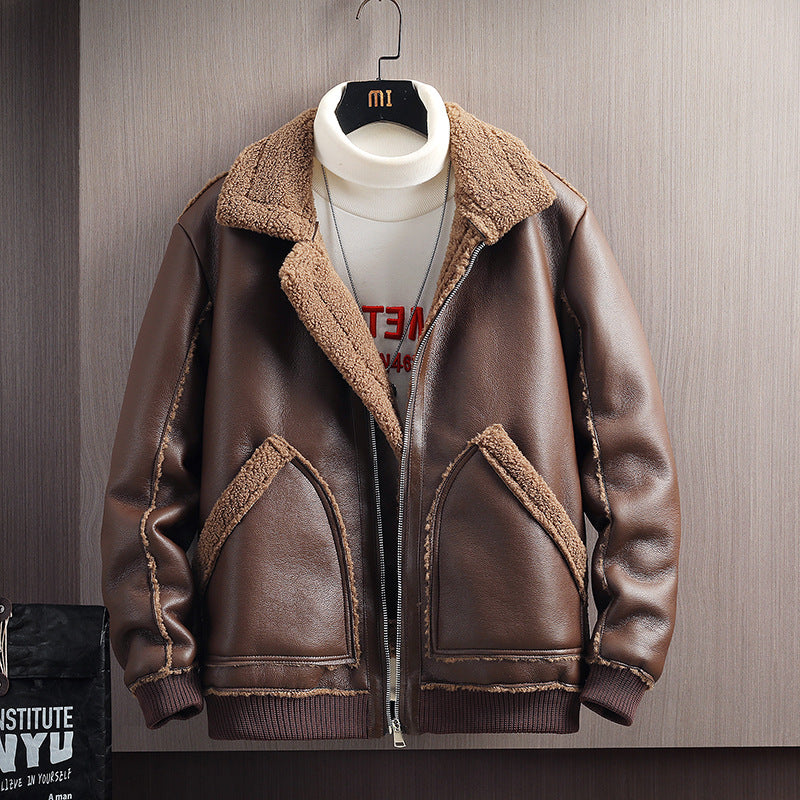Veste en Cuir Doublée de Shearling Mojave