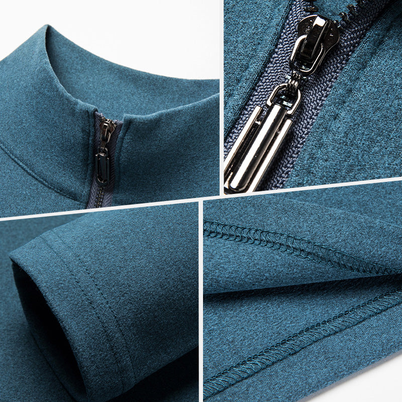 Sweat homme chaud à manches longues et quart de zip