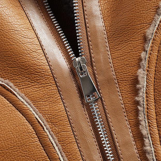 Veste en Cuir Doublée de Shearling Mojave