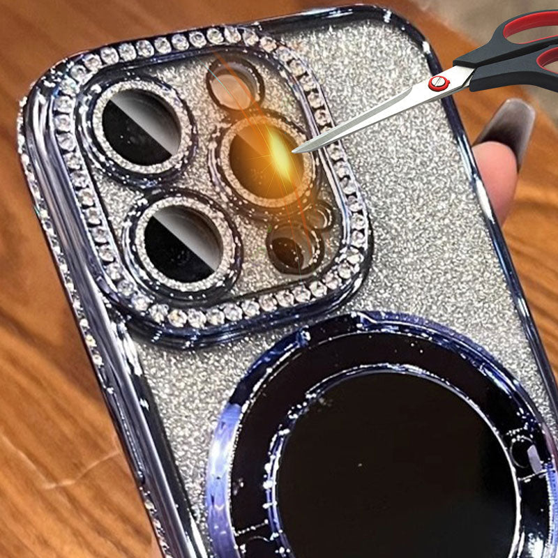 📱Funda brillante para iPhone con soporte de espejo magnético