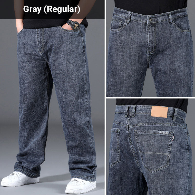 Loose and stylish straight jeans with high elasticity