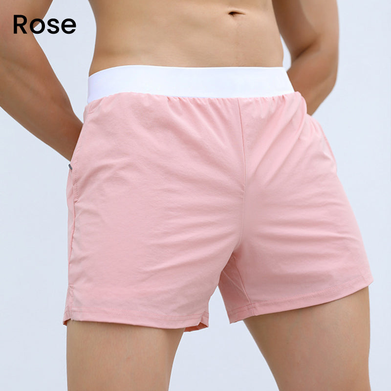 Pantalones cortos deportivos para hombres con cintura elástica con bolsillos (seda helada transpirable)