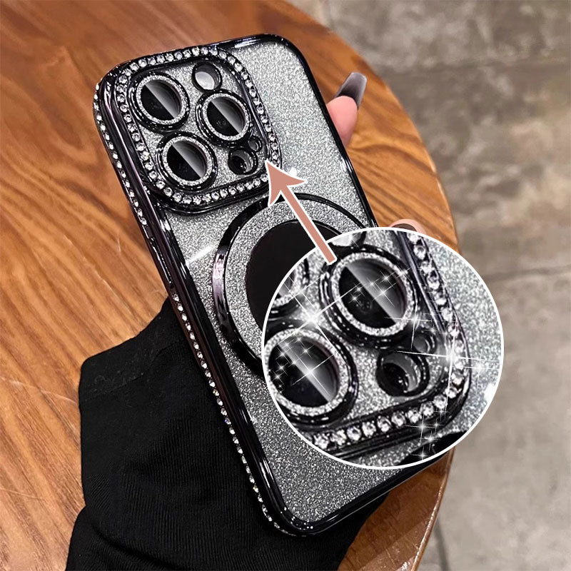 📱Funda brillante para iPhone con soporte de espejo magnético