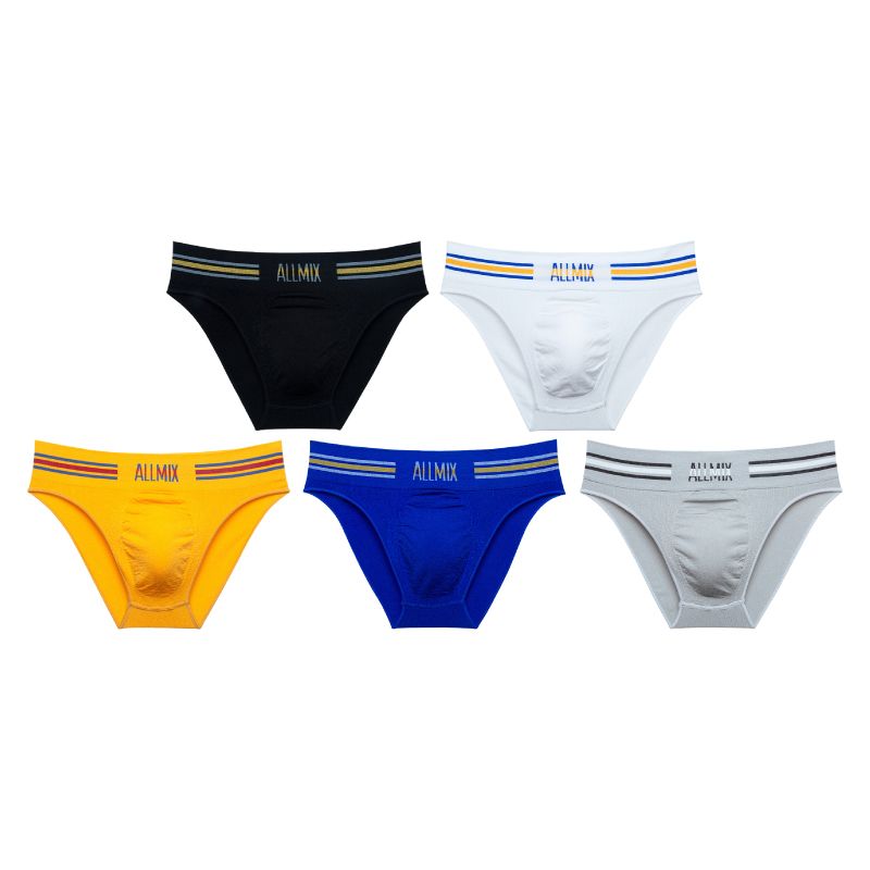 【Buy 3 Get 2 Free】Men's Sexy Seamless Colorful Striped Low Rise Letter Briefs