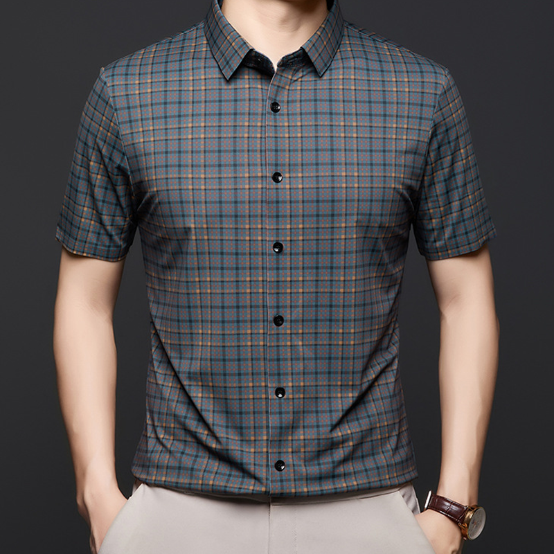 Chemise à carreaux décontractée à manches courtes pour hommes