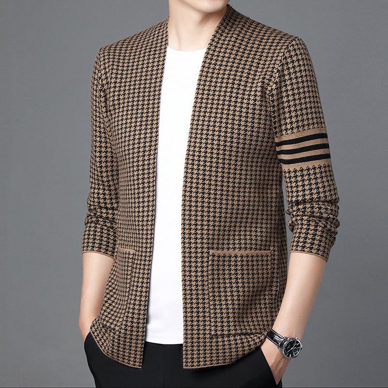 Veste pull tricoté décontractée de style coréen pour hommes, printemps et automne