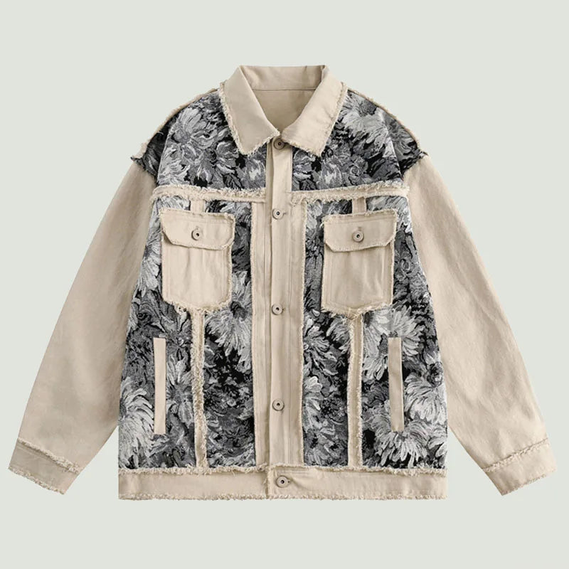 Veste en Jean à Motif Floral Hikari