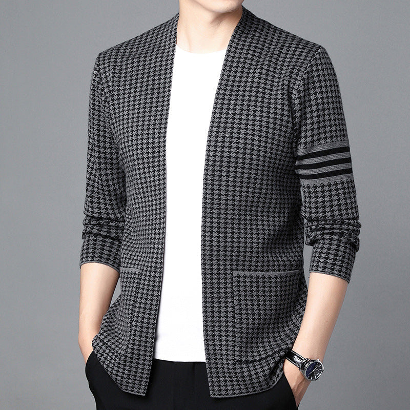 Veste pull tricoté décontractée de style coréen pour hommes, printemps et automne