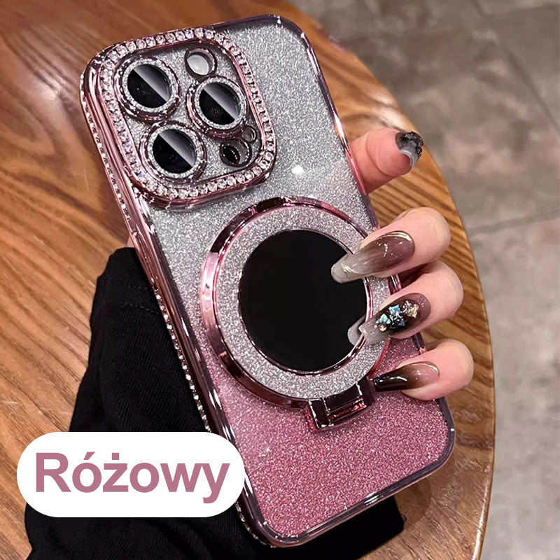 📱Funda brillante para iPhone con soporte de espejo magnético