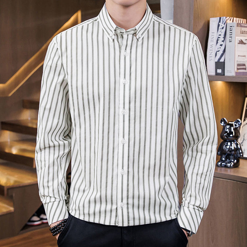 Chemise à Rayures Verticales à Manches Longues pour Hommes