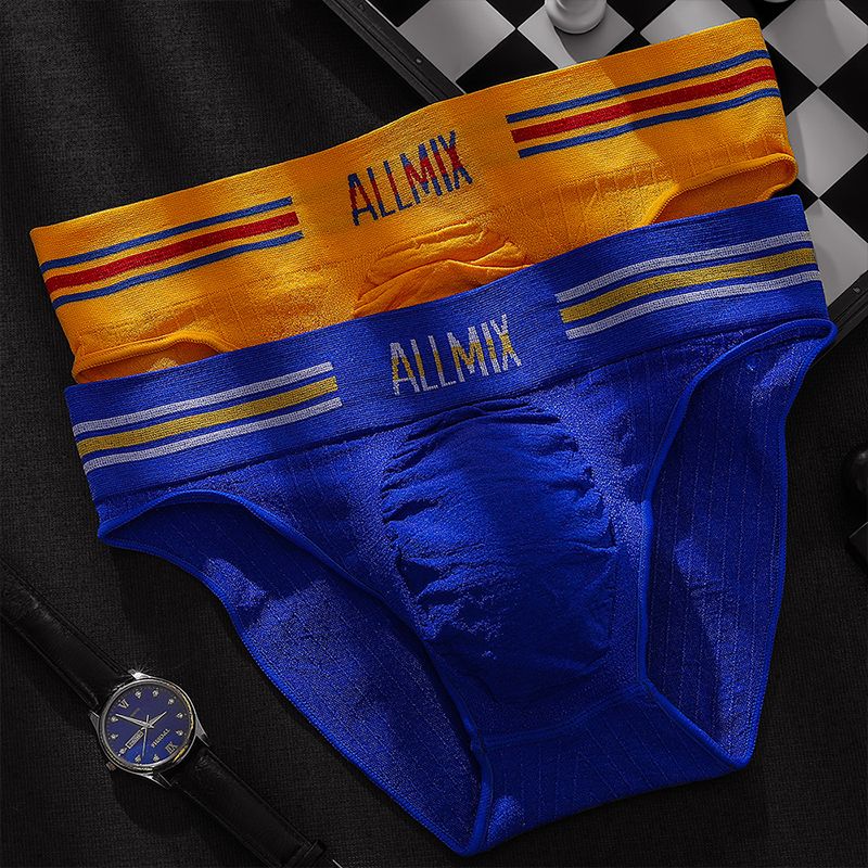 【Buy 3 Get 2 Free】Men's Sexy Seamless Colorful Striped Low Rise Letter Briefs