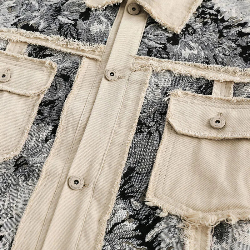 Veste en Jean à Motif Floral Hikari