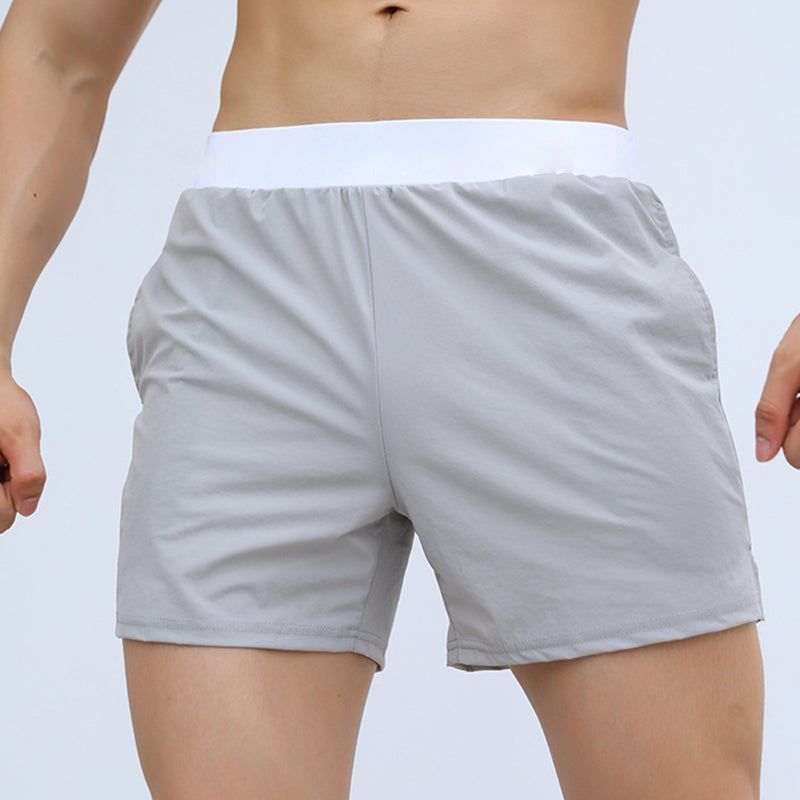 Pantalones cortos deportivos para hombres con cintura elástica con bolsillos (seda helada transpirable)
