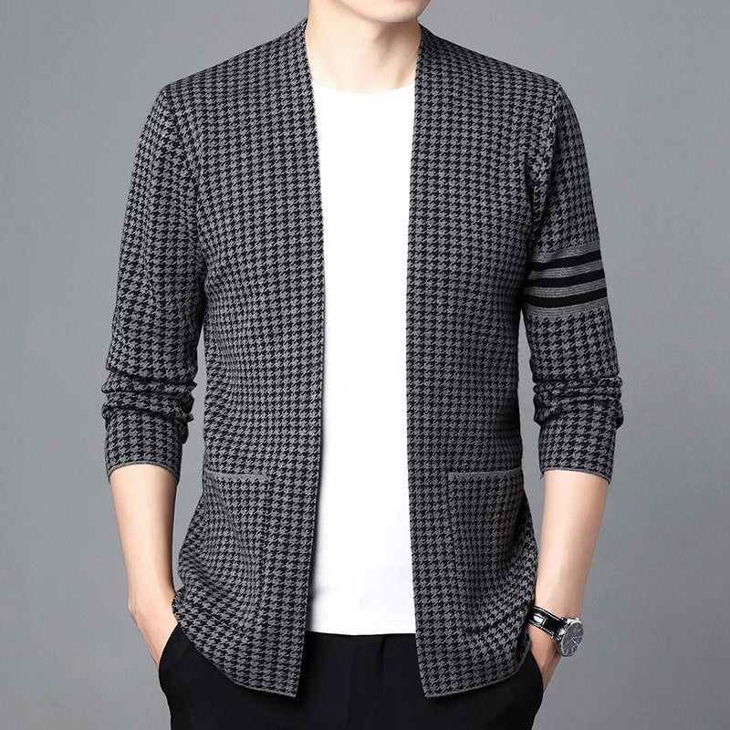 Veste pull tricoté décontractée de style coréen pour hommes, printemps et automne