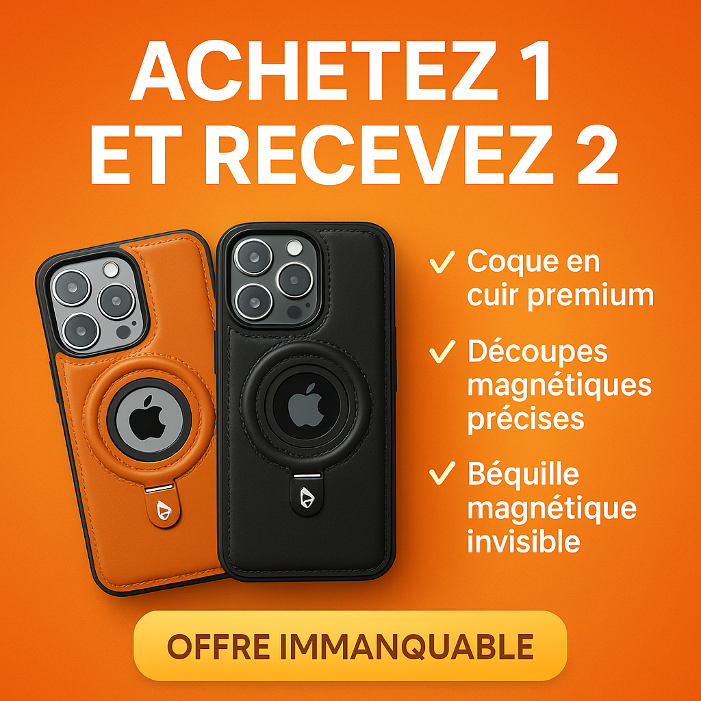 【🎁 Offre exclusive : 1 acheté = 1 offert】 Étui Blindé en Cuir Premium avec Support